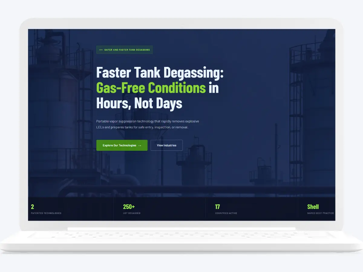 NanoVapor Technologies industrial website redesign